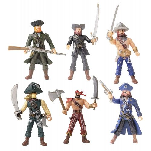  HAPTIME 6 pcs Pirates Action Figure Playset with 6 Weapons / Sea Rover Toy (Each 3.75 ) (Pirate)