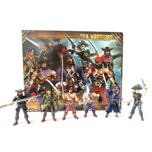  HAPTIME 6 pcs Pirates Action Figure Playset with 6 Weapons / Sea Rover Toy (Each 3.75 ) (Pirate)