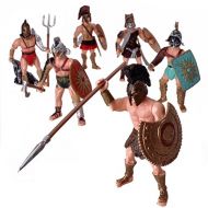 HAPTIME 6 Pcs Roman Gladiator Playsets Toy with Weapons and Shield, Ancient Rome Soldier Action Figures, Spartan Warrior