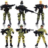 HAPTIME Soldier Figure Toy Army Men with Weapon / Military Action Figures Playset Special Force, Set of 6 (Each 3.75 inch Tall) (SWAT)