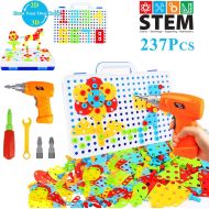 [아마존핫딜][아마존 핫딜] HAPTIME 237 Pieces Electric DIY Drill Educational Set, STEM Learning Toys, 3D Construction Engineering Building Blocks for Boys and Girls Ages 3 4 5 6 7 8 9 10 Year Old, Creative Games and