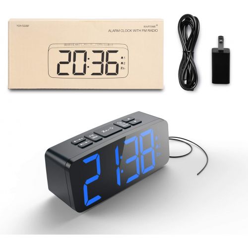  [아마존 핫딜] HAPTIME Digital Alarm Clock Radio for Bedrooms with FM Auto-Scan, Dual-Alarm, 4 Level Brightness Adjustable, Snooze and 12hr 24hr Format, Large LED Display, Powered by DC Adapter (