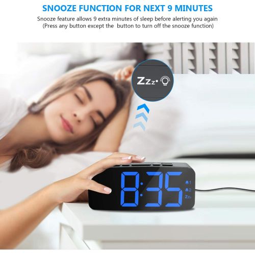  [아마존 핫딜] HAPTIME Digital Alarm Clock Radio for Bedrooms with FM Auto-Scan, Dual-Alarm, 4 Level Brightness Adjustable, Snooze and 12hr 24hr Format, Large LED Display, Powered by DC Adapter (