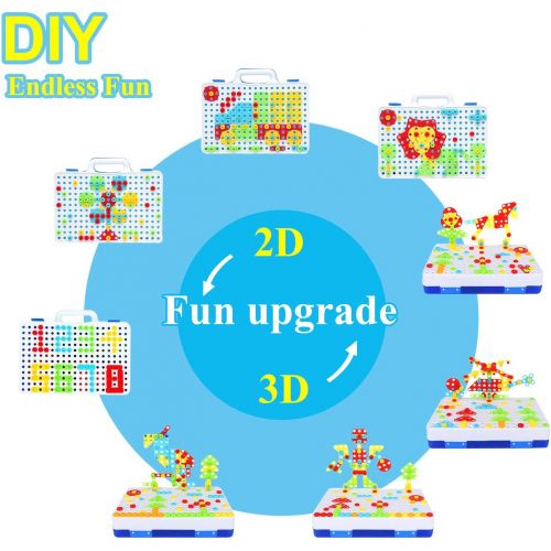  HAPTIME 237 Pieces Electric DIY Drill Educational Set, STEM Learning Toys, 3D Construction Engineering Building Blocks for Boys and Girls Ages 3 4 5 6 7 8 9 10 Year Old, Creative Games and
