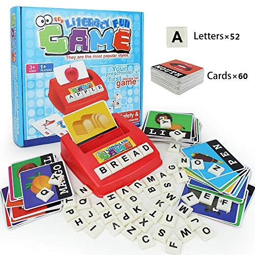  [아마존베스트]HAPTIME Matching Letter Game, Alphabet Reading & Spelling, Words & Objects, Number & Color Recognition, Educational Learning Toy for Preschooler, Kindergarten 3+ Years Old Kids Boys Girls