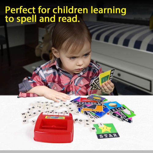  [아마존베스트]HAPTIME Matching Letter Game, Alphabet Reading & Spelling, Words & Objects, Number & Color Recognition, Educational Learning Toy for Preschooler, Kindergarten 3+ Years Old Kids Boys Girls