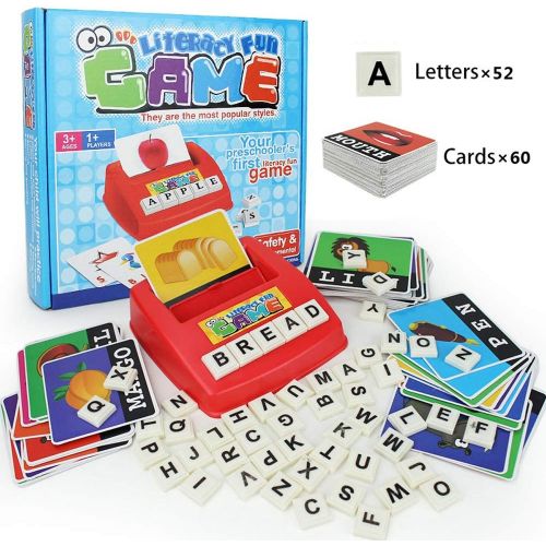  [아마존베스트]HAPTIME Matching Letter Game, Alphabet Reading & Spelling, Words & Objects, Number & Color Recognition, Educational Learning Toy for Preschooler, Kindergarten 3+ Years Old Kids Boys Girls