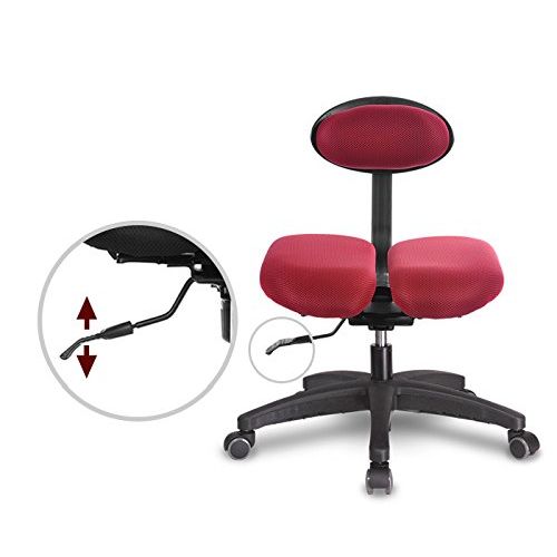  HARA Chair HARA CHAIR HARA D (HR2D) Office Chair Twin Based Pressure Relief of the Intervertebral Discs and Improved Buttock Circulation Color Red Mesh