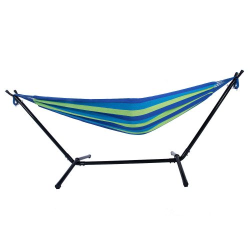  HARBORII Hammock with Steel Stand Two Person Adjustable Hammock Bed (Blue/Green)