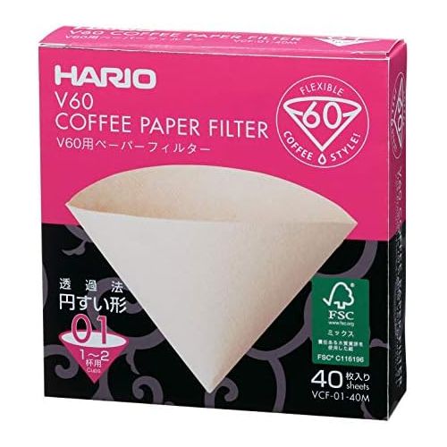  Hario VCF-01100M Papierfilter, 1 Stueck, Natur, Size 01-40pcs