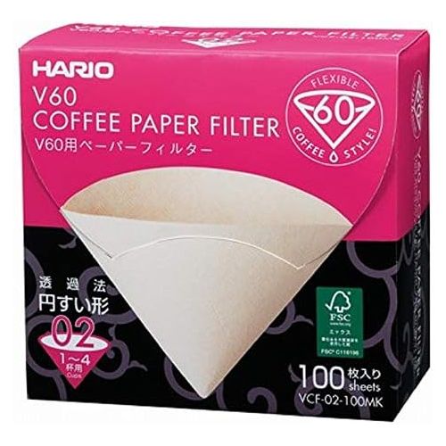  Hario VCF-02-100MK Filter-Papier fuer 02Tropfer Misarashi, 1 Box
