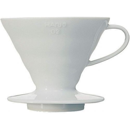  HARIO Hario Wasserkocher, Edelstahl, Silber, 1 & VDC-02W V60 Kaffeefilterhalter, Porzellan, Groesse 2, 1-4 Tassen, weiss