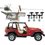 HARKEN Jeep Hardtop Garage Storage Ceiling Hoist | 4 Point Jeep System |6:1 Mechanical Advantage | Lift, Single-Person, Hanger, Pulley, Wrangler, Rubicon