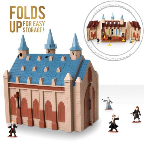  HARRY POTTER Hogwarts Great Hall Mini Playset with 5 Interactive Features, 4 Mini Figures, Podium, Goblet, Plus Works with Wizard Training Wands (Sold Separately)