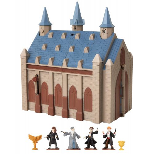  HARRY POTTER Hogwarts Great Hall Mini Playset with 5 Interactive Features, 4 Mini Figures, Podium, Goblet, Plus Works with Wizard Training Wands (Sold Separately)