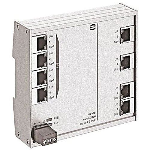  HARTING Switch, Ha-VIS eCon 2000, 8 Ports, Commercial, Unmanaged Fast Ethernet, DIN Rail, RJ45 x 8