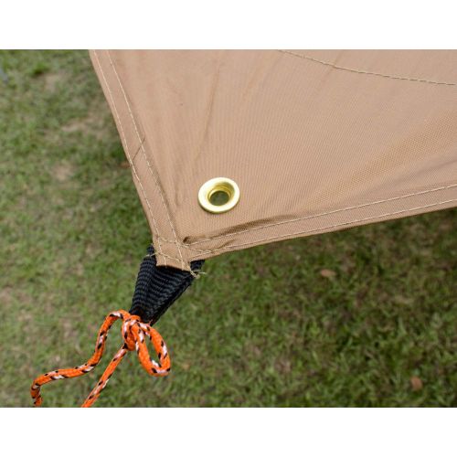  Hasika Rain Fly Tent Large Tarp with 4 Poles UV Protection Waterproof Lightweight Sun Shade Shelter with Carry Bag for Hiking Camping Picnic Family Party 18 x 18Ft Yellow