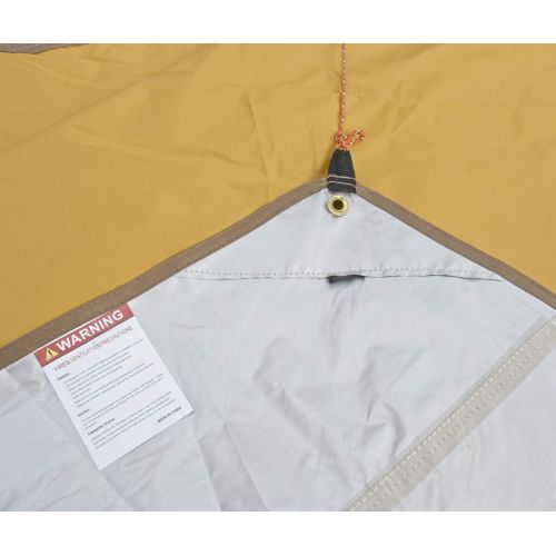  Hasika Rain Fly Tent Large Tarp with 4 Poles UV Protection Waterproof Lightweight Sun Shade Shelter with Carry Bag for Hiking Camping Picnic Family Party 18 x 18Ft Yellow