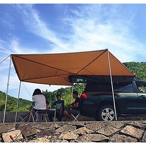  HASIKA 270 Awning Rooftop Tent Sun Shelter Designed for Vehicle with Roof Rack- Right/Left Hand Driver Side Awning Radius 8.2 ft,Khaki (Right-Side)