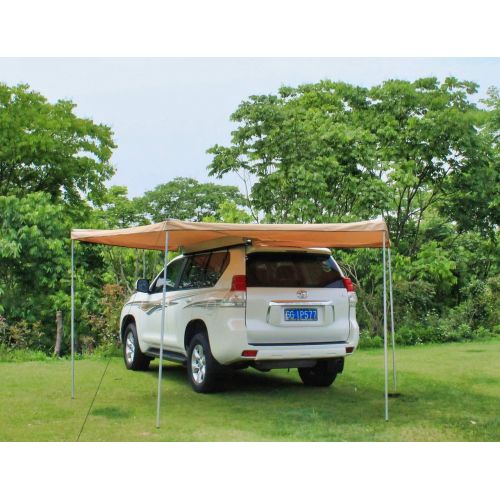  HASIKA 270 Awning Rooftop Tent Sun Shelter Designed for Vehicle with Roof Rack- Right/Left Hand Driver Side Awning Radius 8.2 ft,Khaki (Right-Side)