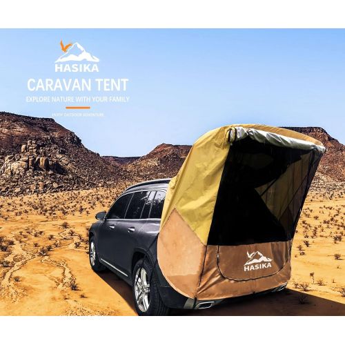  HASIKA Tailgate Shade Awning Tent for Car Camping Road Trip Essentials Small to Mid Size SUV Waterproof 3000MM Yellow (Small)