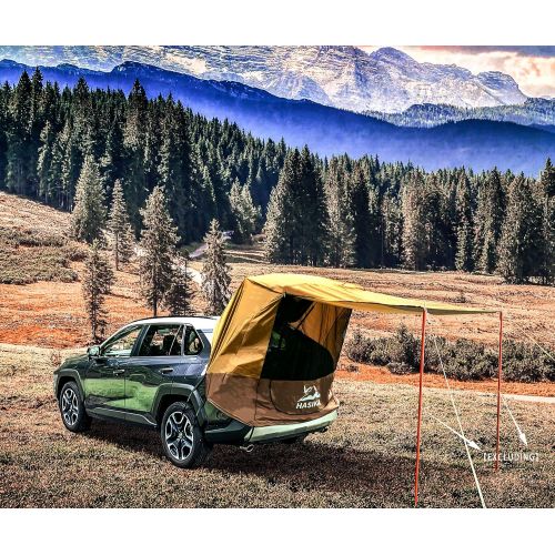  HASIKA Tailgate Shade Awning Tent for Car Camping Road Trip Essentials Small to Mid Size SUV Waterproof 3000MM Yellow (Small)
