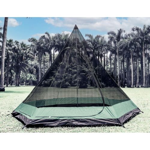  HASIKA 4 Person Teepee Tent for Adults Camping Screen Canopy with Floor Double Layers Waterproof Easy Setup Family Outdoor Glamping12x10x8ft