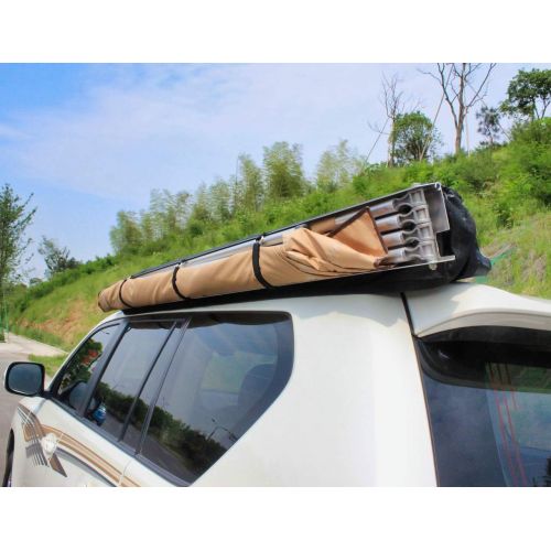  Hasika Batwing Awning Side Rooftop Tent Sun Shelter Designed for Vehicle with Roof Rack- Right/Left Hand Driver Side Awning Radius 8.2 ft,Khaki: Sports & Outdoors