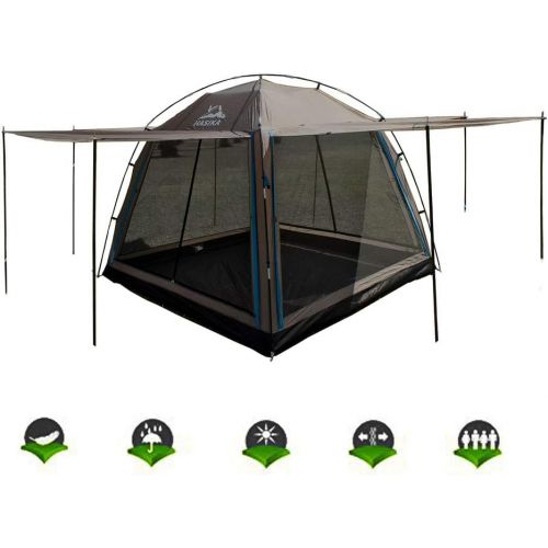 HASIKA All-Weather Diversified 8ft x 8ft Screened Canopy 4-Person Camping Tents（not Include Outside Poles