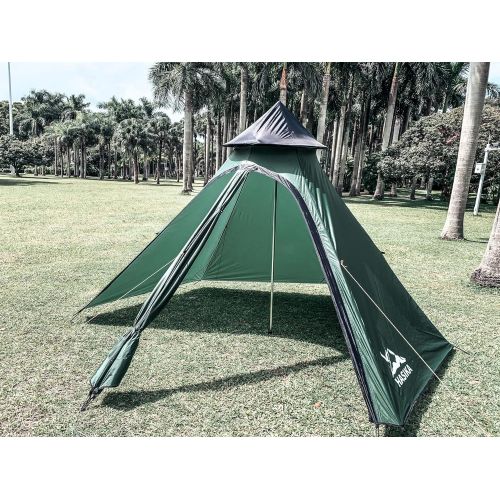  HASIKA Teepee Tent for Adults Camping 4 Person Double Layers with Screen Room Waterproof Windproof Family Outdoor Glamping Green 12x10x8ft