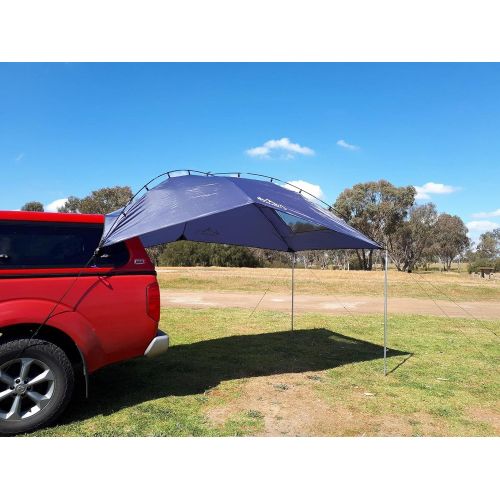  [아마존베스트]Hasika Versatility Teardrop Awning for SUV RVing, Car Camping, Trailer and Overlanding Light Weight Truck Canopy Durable Tear Resistant Tarp with 2 Sandbag