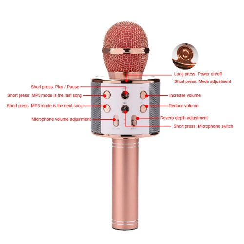  HATCHMATIC Professional Bluetooth Wireless Microphone Karaoke Microphone Speaker Handheld Music Player MIC Singing Recorder KTV Microphone: colour5