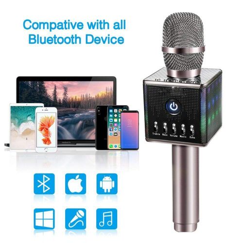  HATCHMATIC Karaoke H8 Microphone Wireless Bluetooth Mikrofon Speaker Mic With 2000mAh Li-ion Battery and LED Lights Adapt For phones: China, Gun