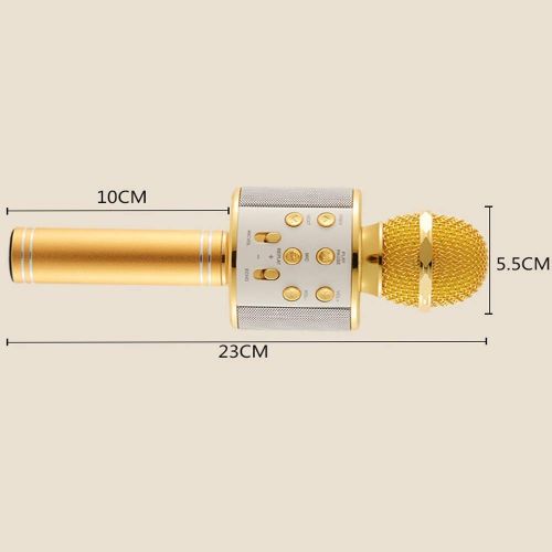  HATCHMATIC WS858 Portable Wireless Karaoke Microphone Volume Control Support AUX audio Bluetooth Connection Home Music and MP3 Player: Golden