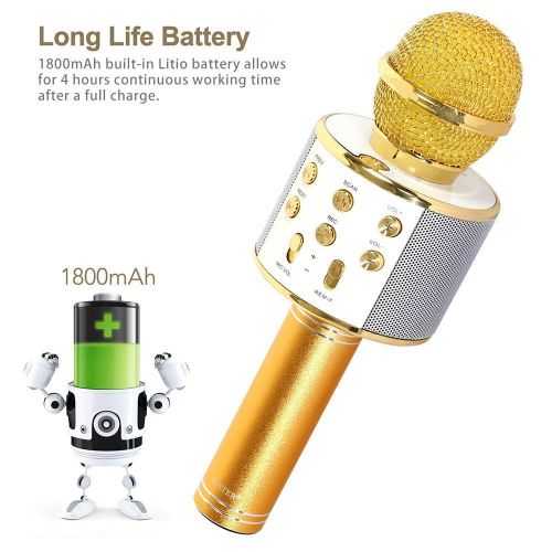  HATCHMATIC WS-858 Wireless Bluetooth Karaoke Handheld Microphone speaker sing USB KTV Player Bluetooth Mic Speaker Record Music Microphones: China, Black V1