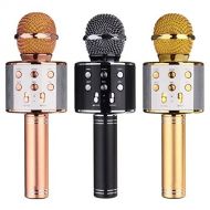 HATCHMATIC Ship from US! WS-858 Wireless Bluetooth Karaoke Handheld Microphone USB KTV Player Speaker Record Music Microphone: China, Golden