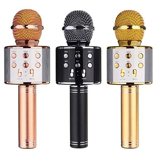  HATCHMATIC Ship from US! WS-858 Wireless Bluetooth Karaoke Handheld Microphone USB KTV Player Speaker Record Music Microphone: China, Golden