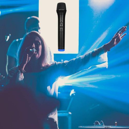  HATCHMATIC Professional Dual Wireless Microphone System Stage Performances Wireless Microphone Handheld Wireless Dynamic Microphone: China, Black