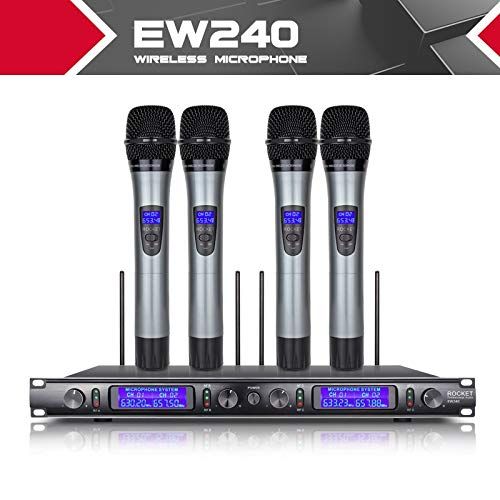  HATCHMATIC XTUGA EW240 4 Channel Wireless Microphones System UHF Karaoke System Cordless 4 handheld Mic for Stage Church Use for Party: Germany, 4 Handheld