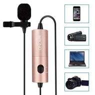 HATCHMATIC MAONO Lavalier Microphone Hands Free Clip-on Lapel Mic Omnidirectional Condenser Collar Microphone for Smartphone DSLR Laptop: Pink