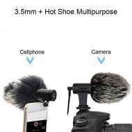 HATCHMATIC 1pc Video Micro Compact Recording Microphone/Artificial Fur Muff Winder Microphone for DSLR Camera Smart Phone: White
