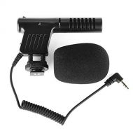 HATCHMATIC Mini Stereo Microphone 3.5mm No Noise Mic for Photography Interview for Nikon Canon DSLR Camera DV Camcorder: Black