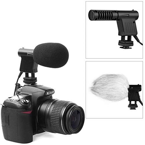  HATCHMATIC Mini Stereo Microphone 3.5mm No Noise Mic for Photography Interview for Nikon Canon DSLR Camera DV Camcorder: Black