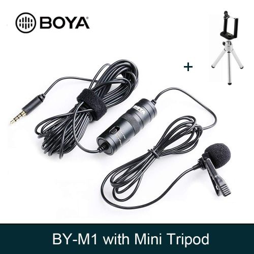  HATCHMATIC BOYA by-M1 Lavalier Condenser Microphone for Canon Nikon DSLR Camcorders, Studio Microphone for iPhone X 7 Plus Zoom H1N Handy: BYM1 tirpod kit