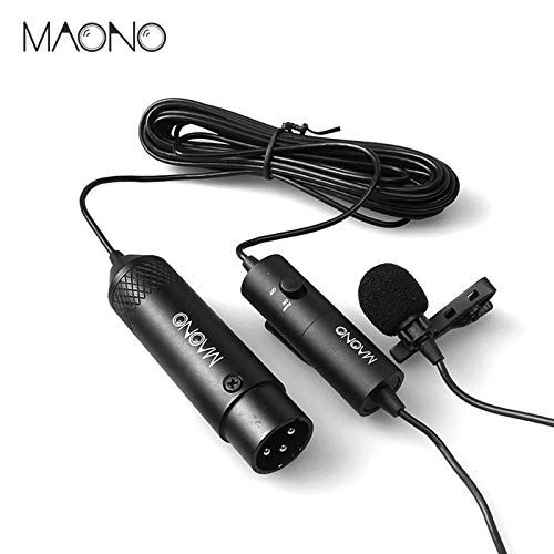  HATCHMATIC MAONO Lavalier Microphone XLR Omnidirectional Condenser Microphone Clip-on Lapel Mic for DSLR Camera Camcorders Voice Recorders