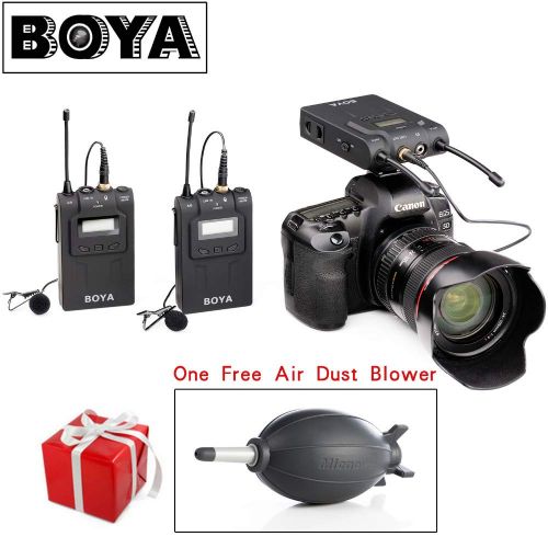  HATCHMATIC BOYA by-WM8 UHF Dual Wireless Lavalier Microphone Systerm Lav Interview Mic 2 Transmitters & 1 Receiver for DSLR Video Camera