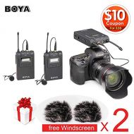 HATCHMATIC BOYA by-WM8 UHF Dual Wireless Lavalier Microphone Systerm Lav Interview Mic 2 Transmitters & 1 Receiver for DSLR Video Camera