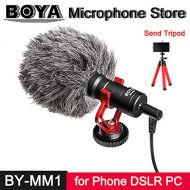 HATCHMATIC BOYA by-MM1 Universal Microphone Compact Cardioid Electret Condenser Mic for iPhone Android Smartphone DSLR Camera Camcorder PC: Microphoe Tripod