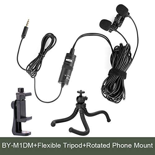  HATCHMATIC BOYA BY-M1DM Dual Lavalier Microphone Clip-on Lapel Mic with a 18 Stereo Connector for iPhone Samsung Smartphone DSLR Cameras: Kit 4