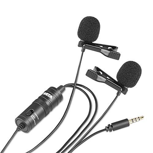  HATCHMATIC BOYA BY-M1DM Dual Lavalier Microphone Clip-on Lapel Mic with a 18 Stereo Connector for iPhone Samsung Smartphone DSLR Cameras: Kit 4